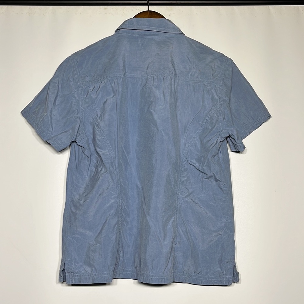 Blue Button-Down Blouse With Real Shell Buttons - image 2